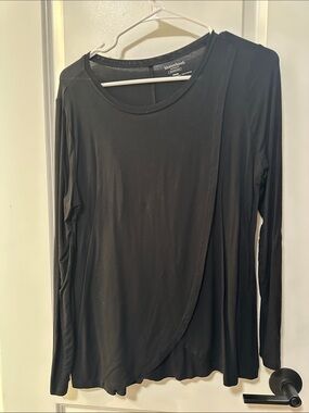 Motherhood Maternity Black Long-Sleeve Wrap Style Maternity Top
